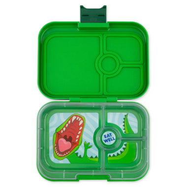 Yumbox Panino 4 Compartment Bento Box Jurassic Green with Dinosaur