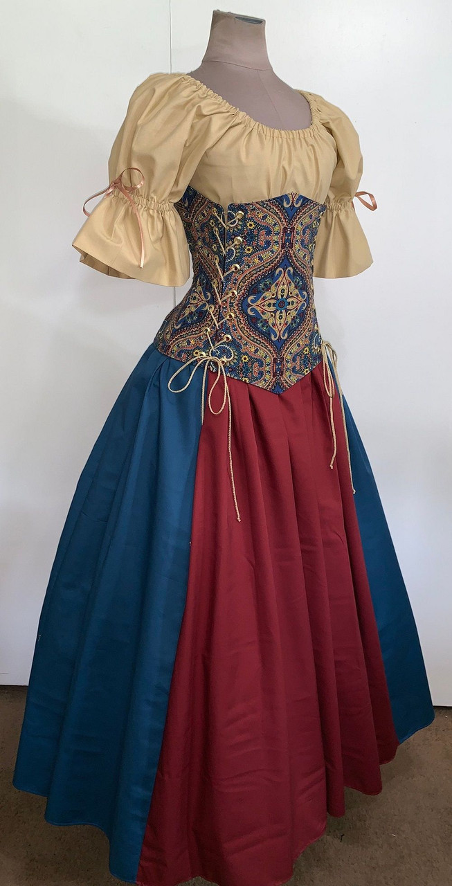 gypsy corset dress Pirate Renaissance Dress Gypsy Costume Corset Fortune Teller Cosplay Costume  Medieval Wench Halloween