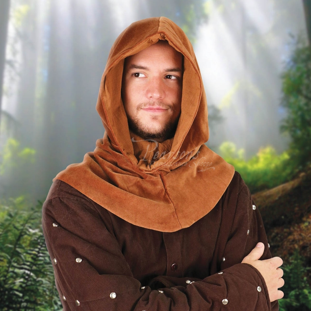 Suede Hood Medieval Outlaw Cowl Mantle