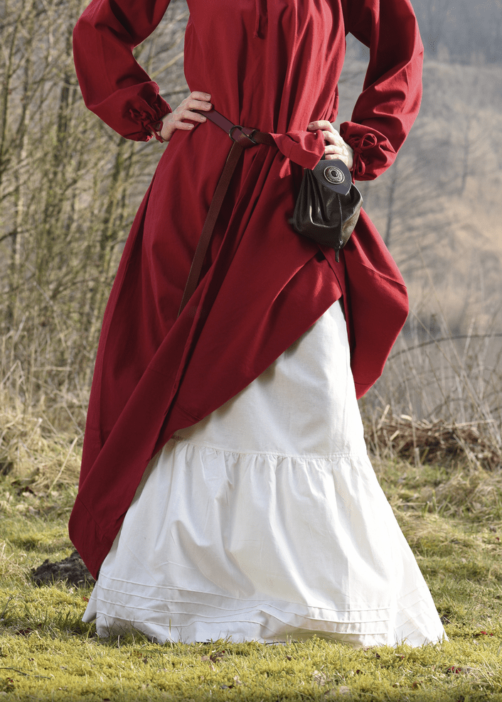 knee length dresses for ladies Linen Half Petticoat with Ruffle and Lace main image 0