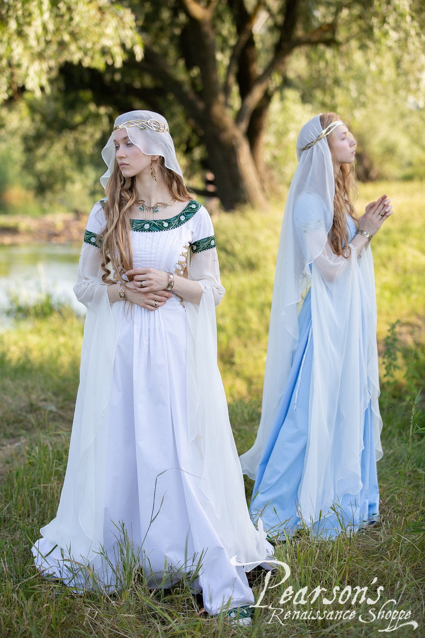 Water Flowers Wedding Dress Cotton dress with silk sleeves and beads