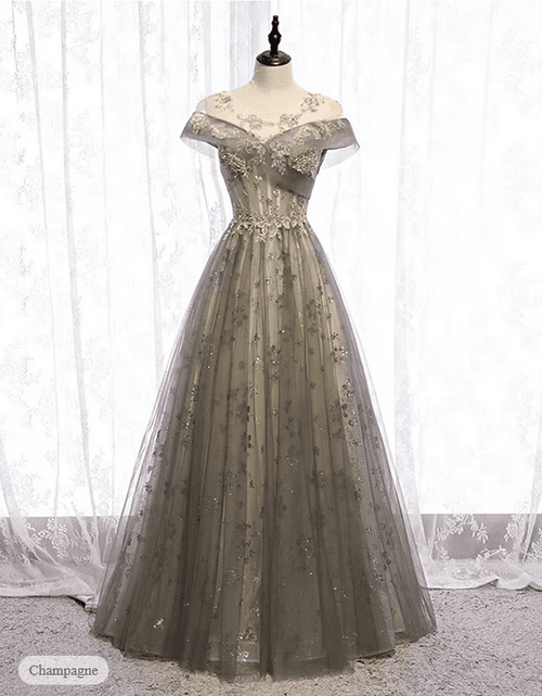 A-Line Floral Evening Gown