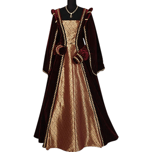 Courtly Red Velvet Gown