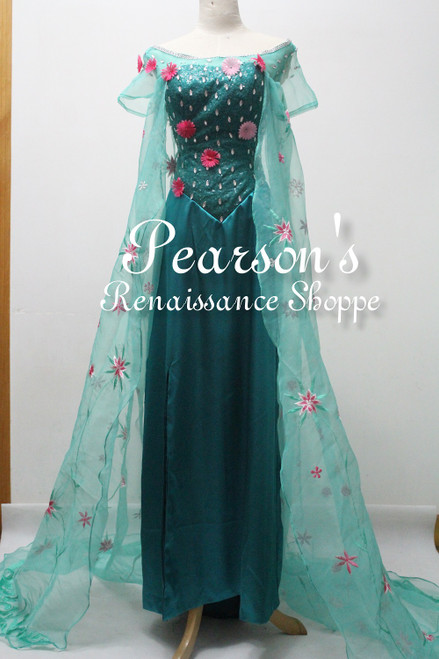 Frozen Fever Elsa Floral Embroidery Spring Dress