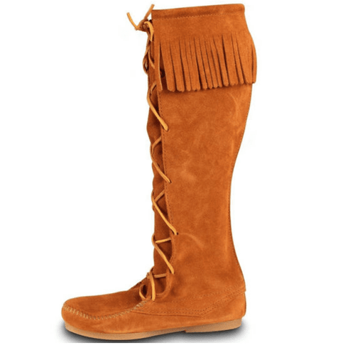 Suede Medieval Tall Boot With Fringe