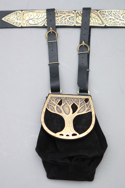 Suede and Etched Brass Bag