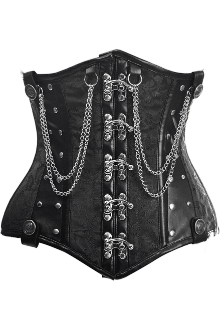 Steel Boned Underbust Corset w/Chains and Clasps