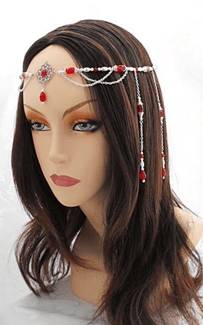 Filigree Red Czech Crystal Tiara