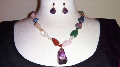 Multi Gemstone Necklace & Earring Set
