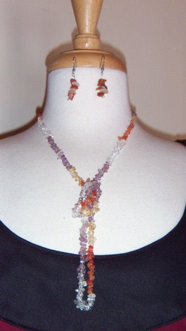 Multi Stone Necklace & Earrings Set