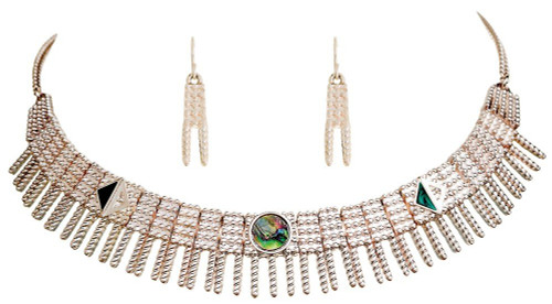 Silver Shell Choker Necklace & Earring Set