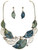 Silver Blue Metallic Leaves Necklace