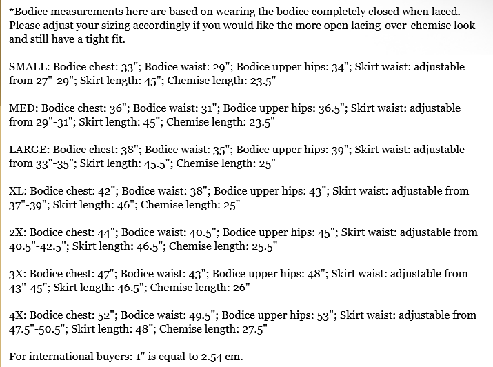 Size chart