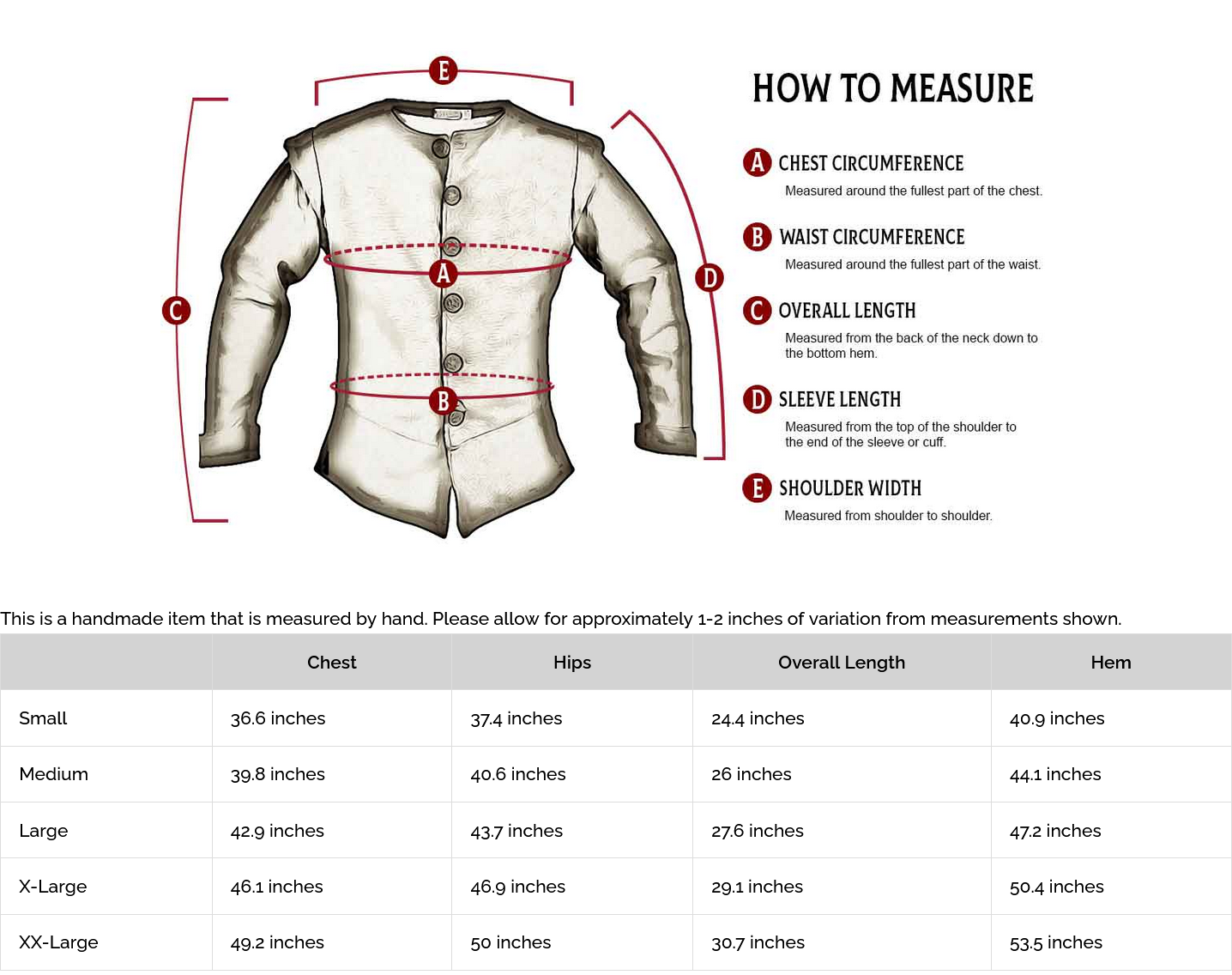 Size chart