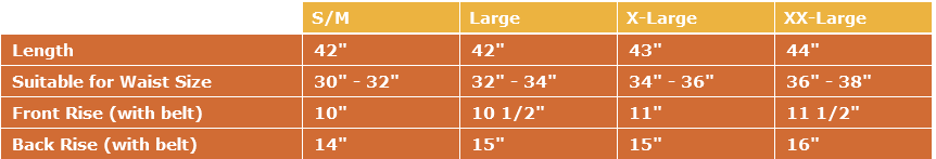 Size chart