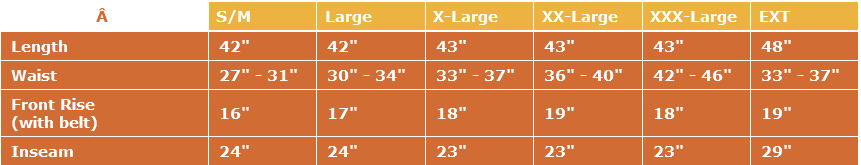 Size chart