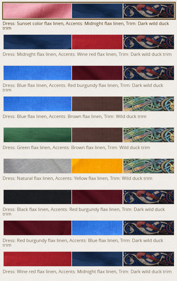 Dress color chart