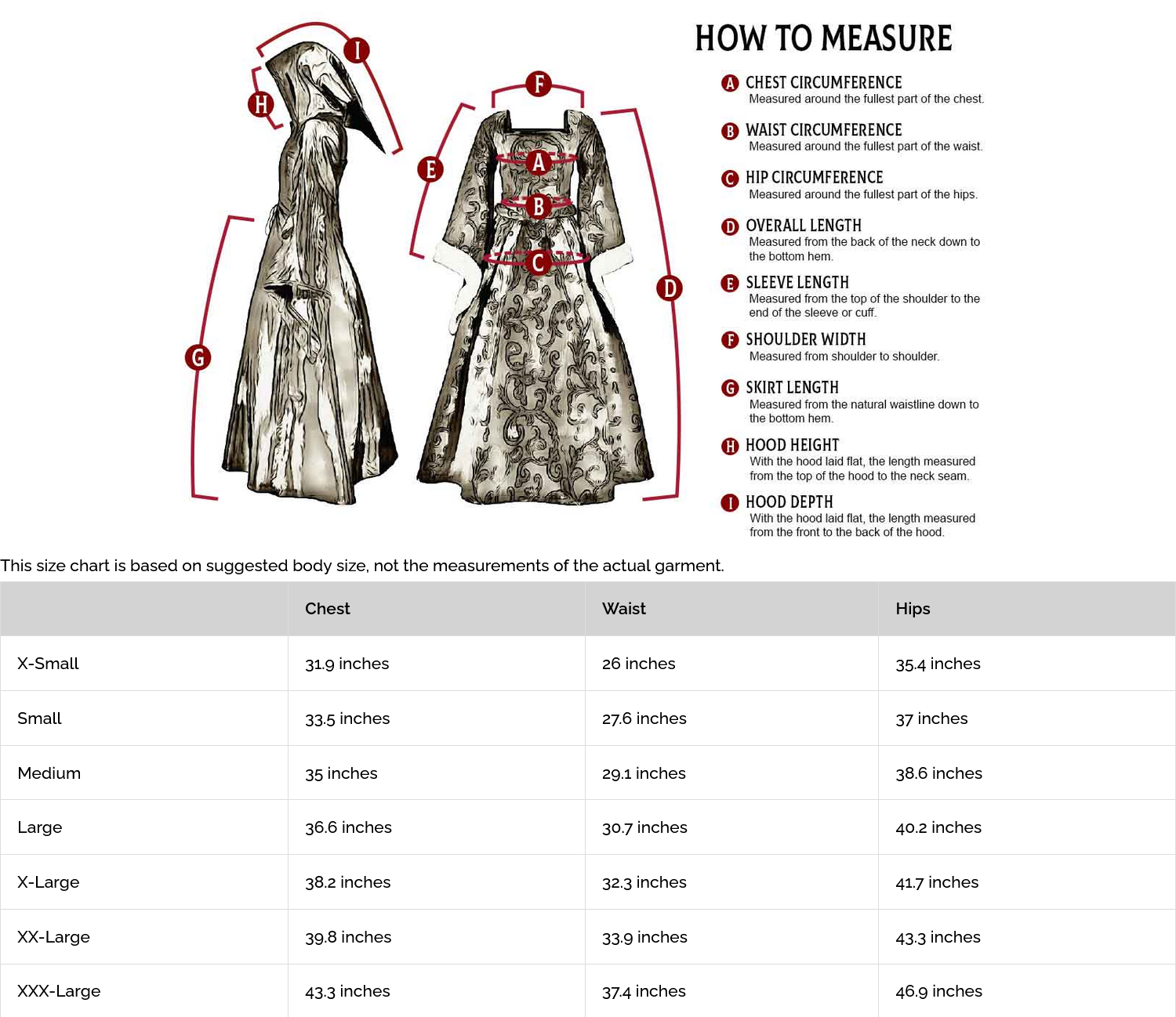 Size chart