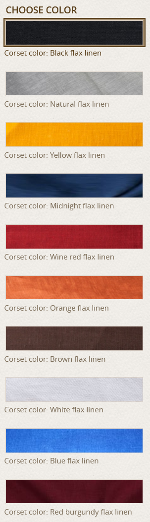 Florentine Corset Colors
