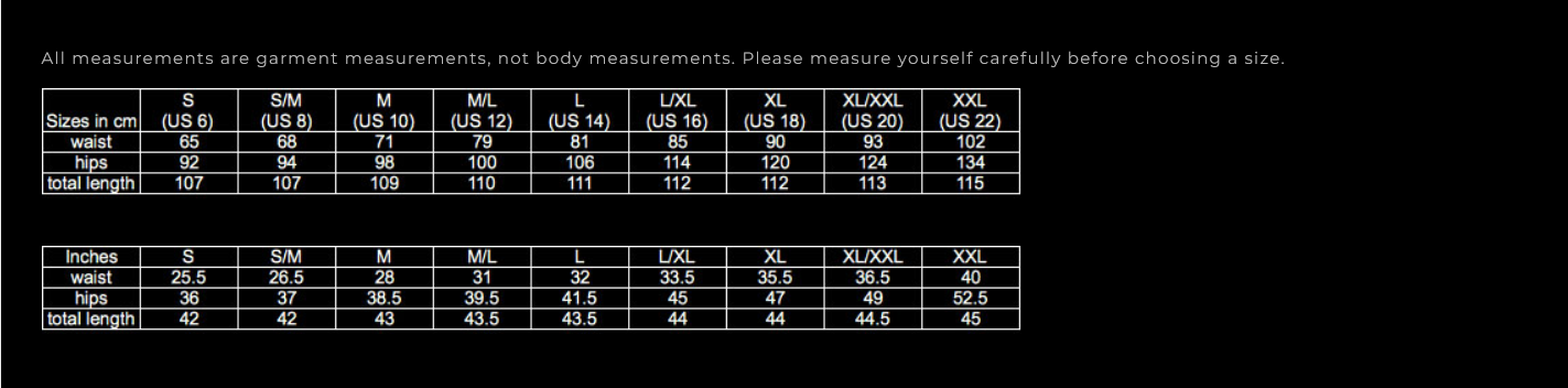 Size chart