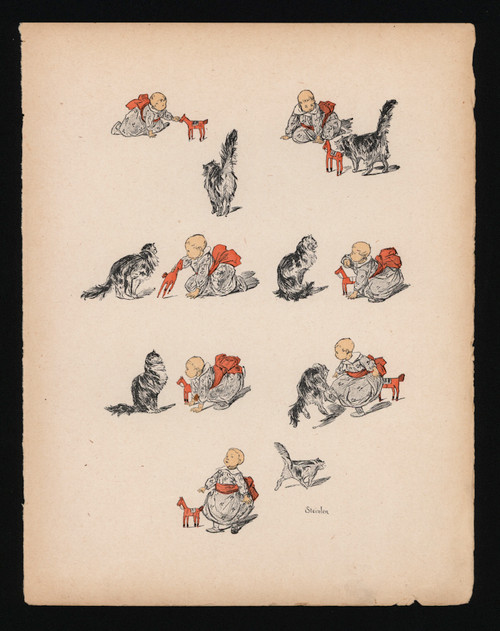 Theophile Steinlen, “Naughty Cat” Page from De Katjes door Steinlen.
