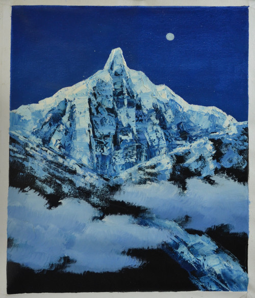 “Midnight Mountain” by Wenshan, 2018.  Original Oil Painting on Canvas, Hand signed by Wenshan (文山).