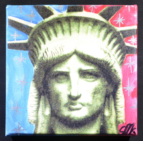 Framed.  Steve Kaufman, Original “Lady Liberty”. Hand signed SAK on front.  With COA.