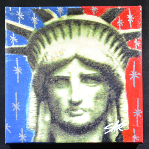 Framed.  Steve Kaufman, Original “Lady Liberty”, 2006. Hand signed SAK on front.  With COA.