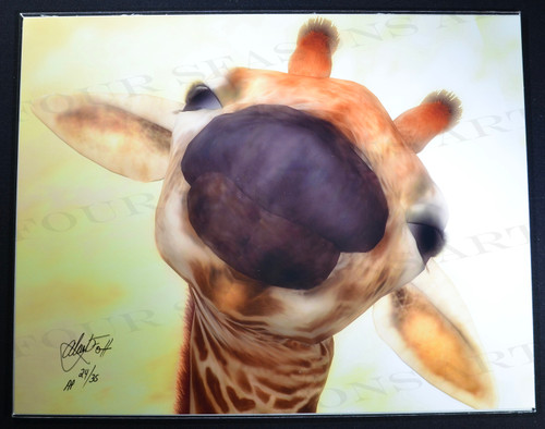 Alan Foxx, “Baby Giraffe Charming”, Limited Edition Artist Proof 8.5 x 11 inch Print.  Hand Signed by Foxx and Numbered 24/35.  With COA.
