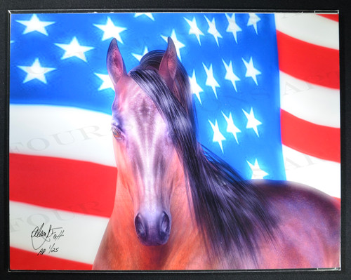 Alan Foxx, “Patriotic Horse”, Limited Edition Artist Proof 8.5 x 11 inch Print.  Hand Signed by Foxx and Numbered 1/25.  With COA.
