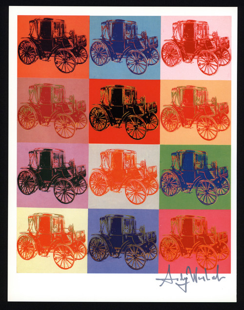 Hand Signed by Andy Warhol, “Cars” (Multiple Colorful Antique Cars), Print from VIP book, 1986.  With COA.