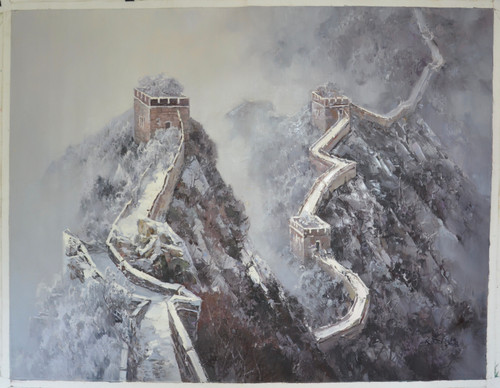 “Mystical Journey on the Great Wall” by Tian Lu.  Original Oil Painting on Canvas, Hand signed and dated by Tian Lu.