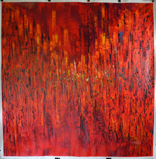 “Blazing Reds” by Tian Lu.  Original Oil Painting on Canvas, Hand signed and dated 2018 by Tian Lu.