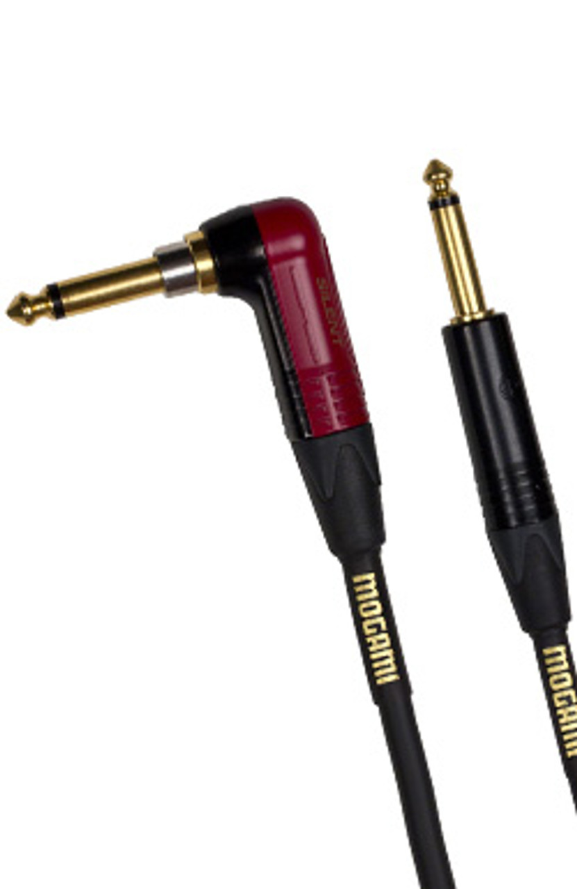 Mogami Gold Instrument Silent R-25 25 Foot Guitar Cable with Right Angle Plug