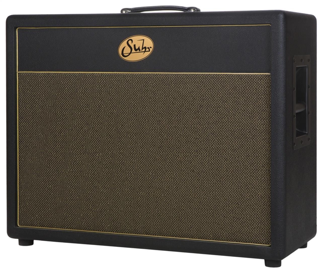 Suhr 2x12 Deep Speaker Cabinet in Black with Gold Grille and Celestion Vintage 30 Speakers