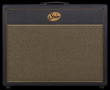 Suhr 2x12 Deep Speaker Cabinet in Black with Gold Grille and Celestion Vintage 30 Speakers