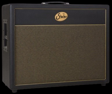 Suhr 2x12 Deep Speaker Cabinet in Black with Gold Grille and Celestion Vintage 30 Speakers