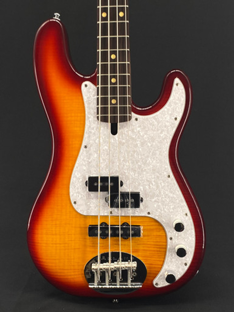 Lakland Skyline 44-64PJ in Honeyburst with Flame Maple Top and Indian Laurel Fretboard