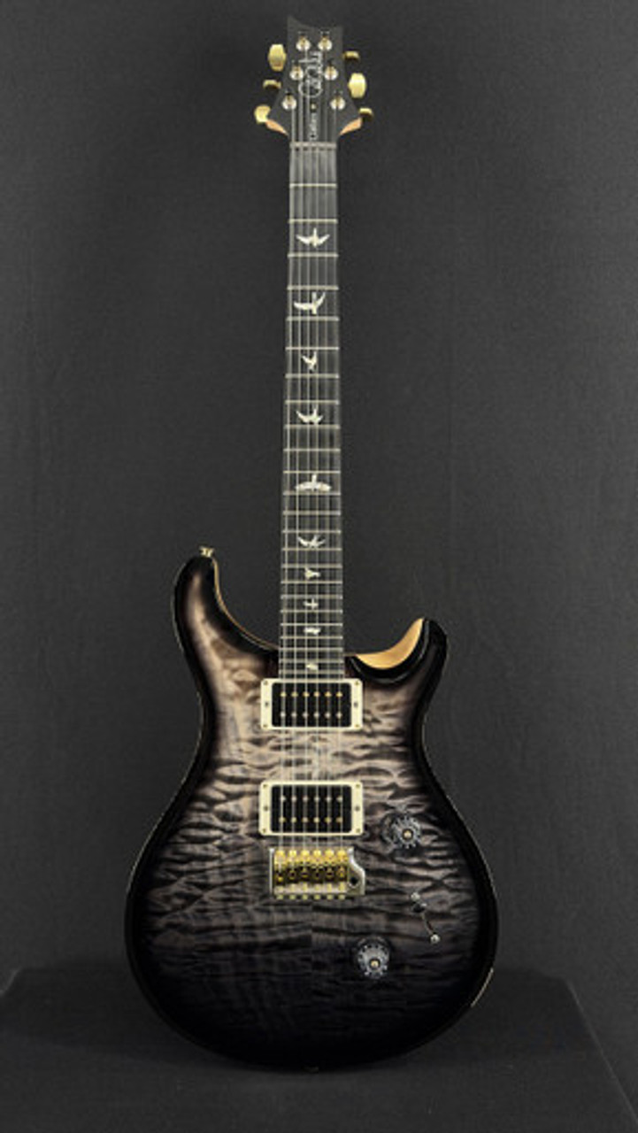 PRS Wood Library Custom 24 in Charcoal Fade Smokeburst with Quilt Maple Top, Swamp Ash Back, and Maple Neck