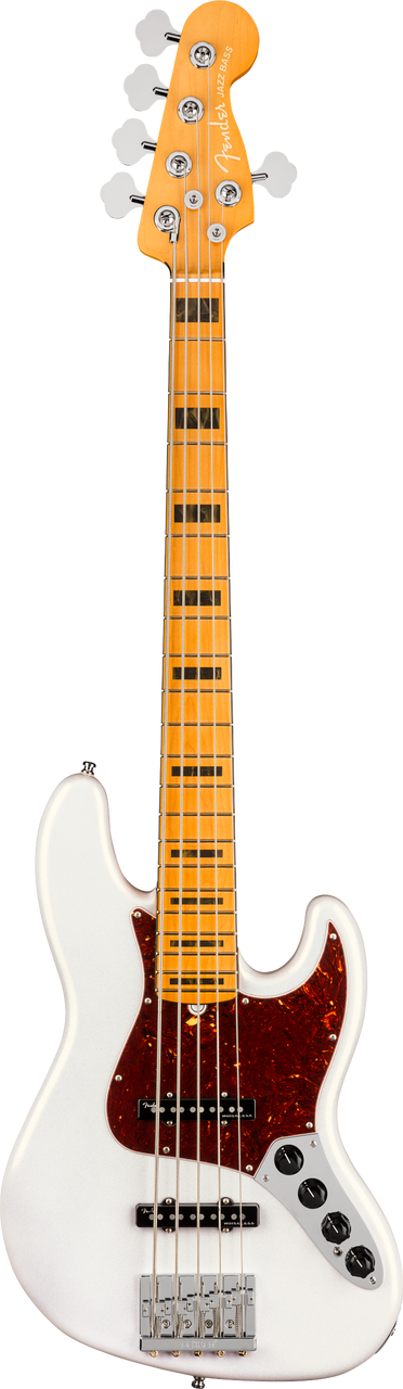 Fender American Ultra Jazz Bass® V in Arctic Pearl with Maple Fingerboard