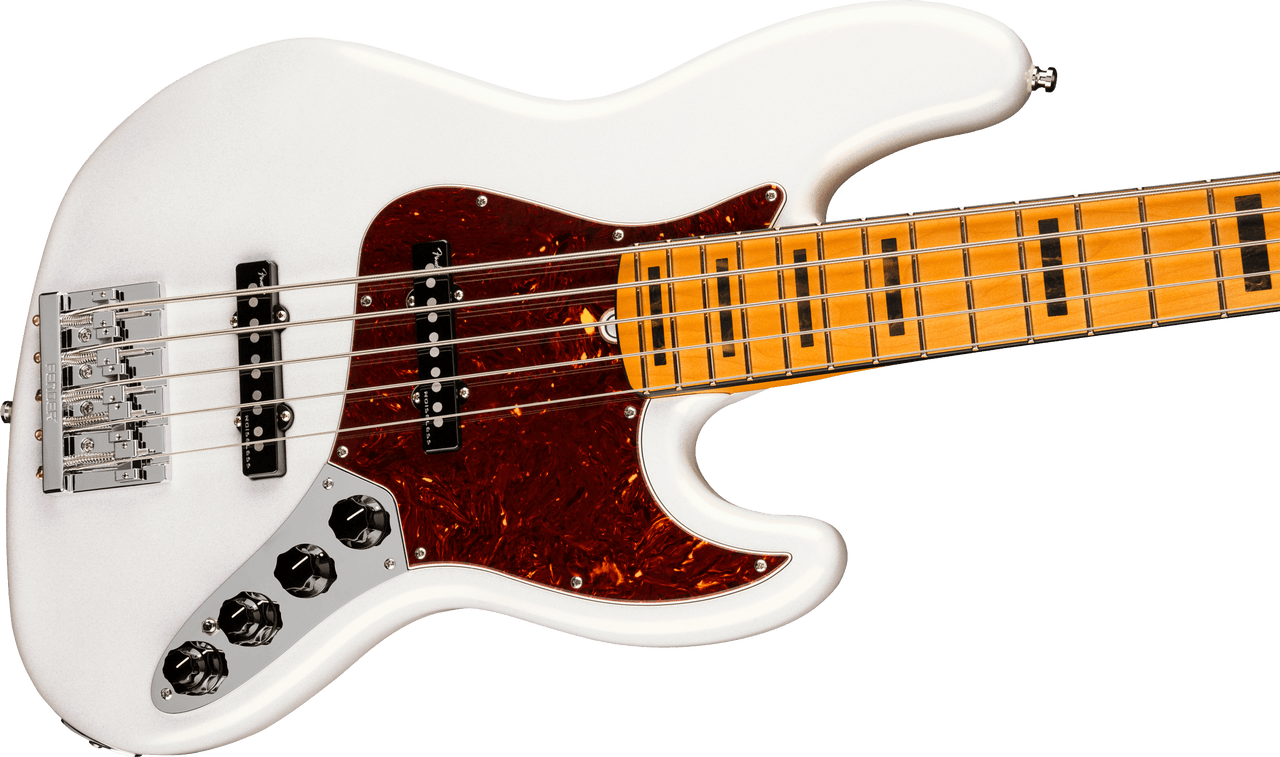 Fender American Ultra Jazz Bass® V in Arctic Pearl with Maple Fingerboard