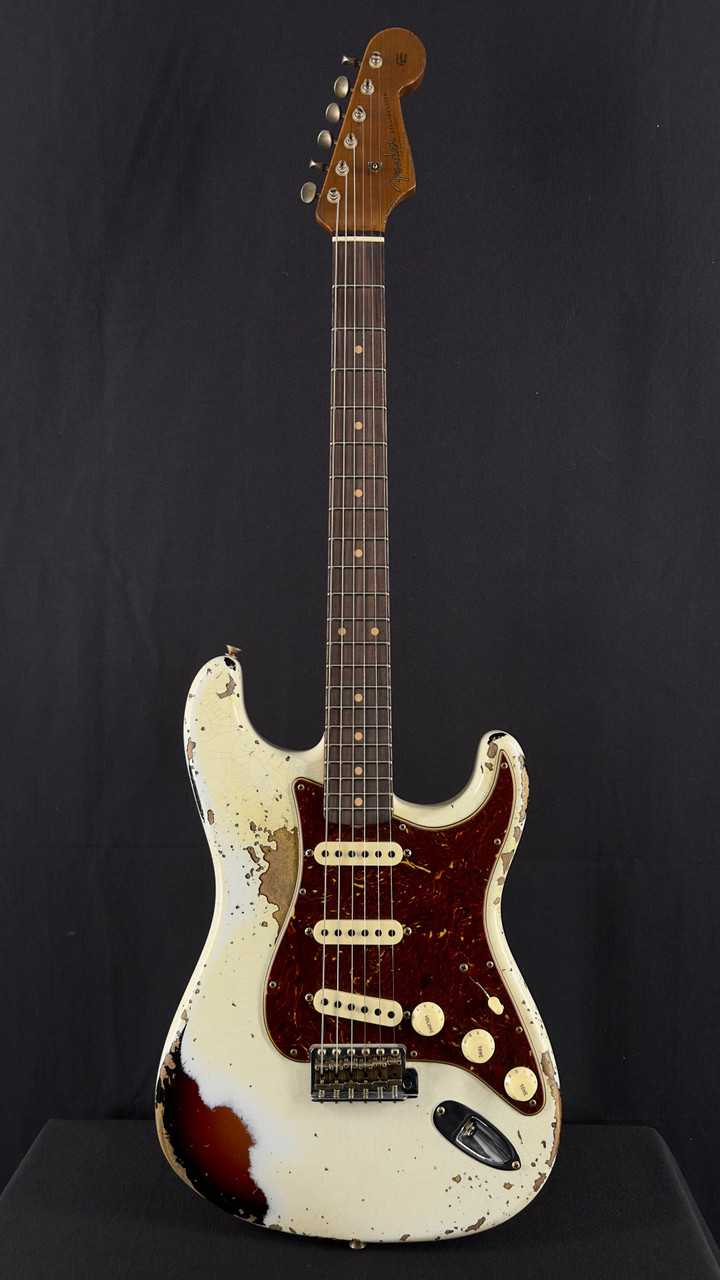 Fender Limited Edition Roasted '60s Super Heavy Relic Strat in Olympic White over 3 Color Sunburst