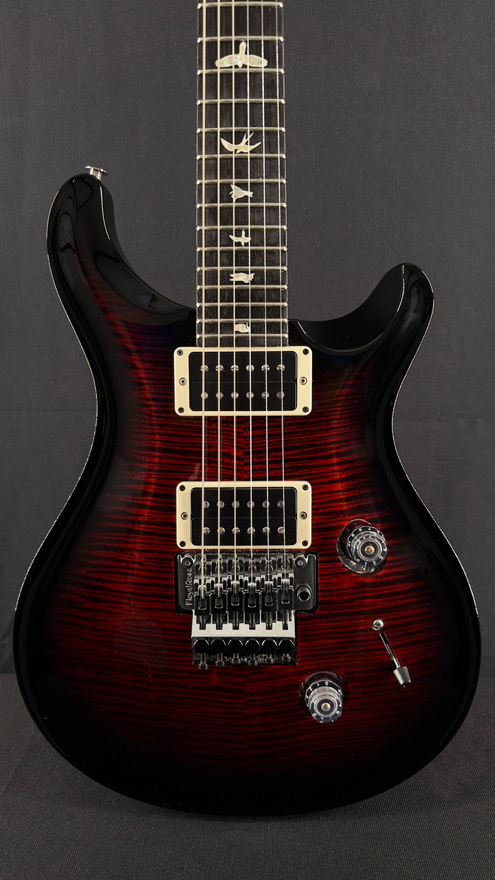 Demo PRS Custom 24 Floyd in Fire Red Smoke Burst with Flame Maple Ten-Top