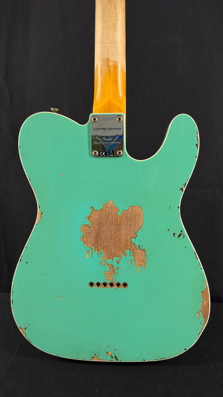 Fender Custom Shop Left-Handed Limited Edition Heavy Relic '60 Tele Custom in Aged Seafoam Green over 3-Color SB