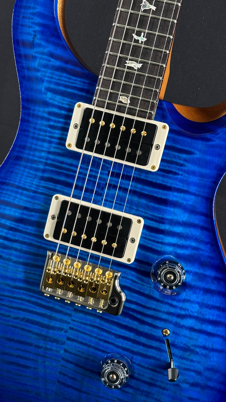 PRS Custom 24 in Blue Matteo Wrap Burst with Flame Maple 10 Top