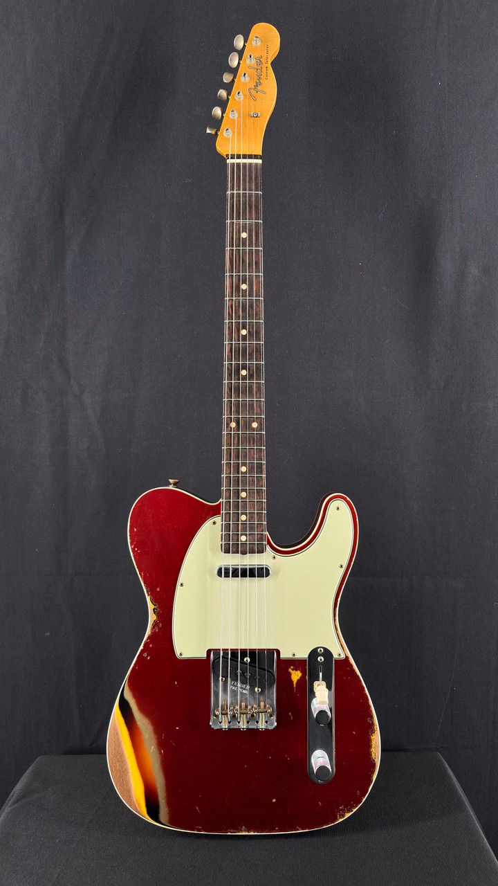 Fender Custom Shop Limited Edition Heavy Relic '60 Tele Custom in Aged Candy Apple Red over 3-Color Sunburst