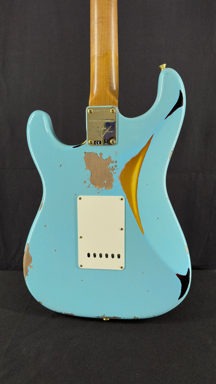 Fender Custom Shop LTD Edition '62 Heavy Relic Strat in Daphne Blue over Sunburst with Reverse Bridge Pickup