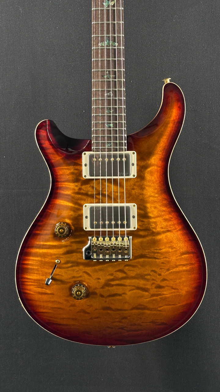 PRS Wood Library Left-Handed Custom 24 in Dark Cherry Sunburst with Quilt Top and Maple Neck