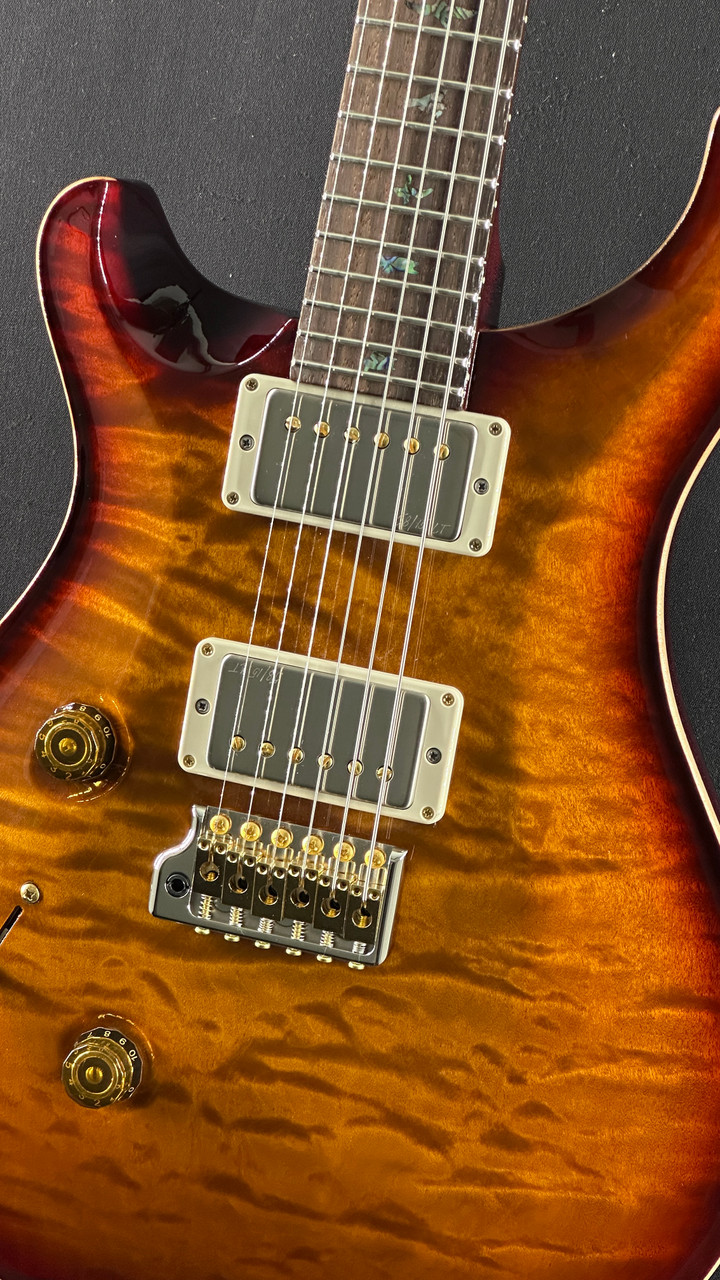 PRS Wood Library Left-Handed Custom 24 in Dark Cherry Sunburst with Quilt Top and Maple Neck