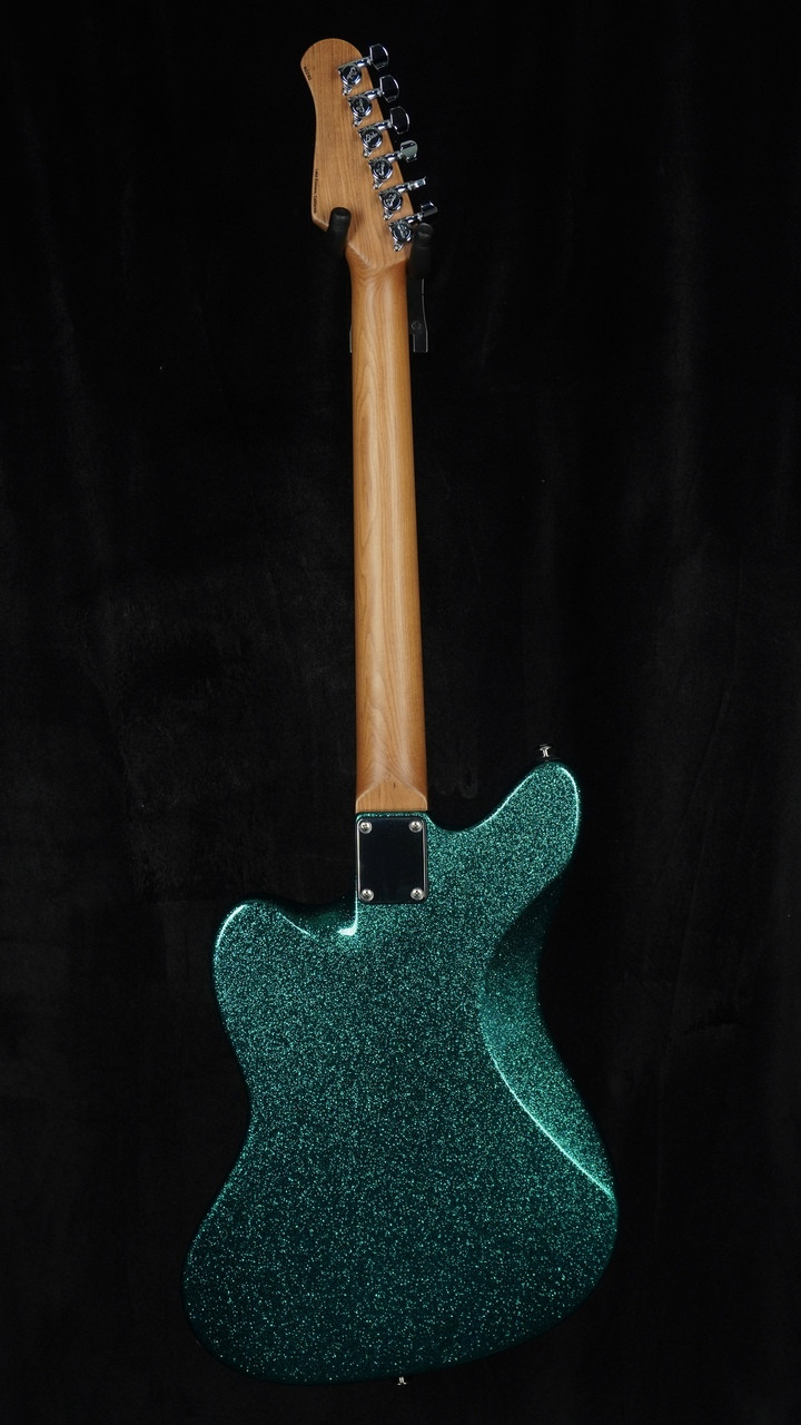 Suhr Custom Classic JM in Aqua Sparkle with Mastery Bridge and Vibrato - Back Whole